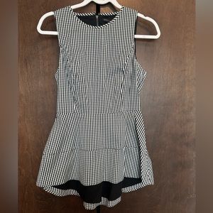 White House Black Market Gingham Checkered Black and Whote Sleeveless Top